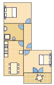 Schema essenziale dell'appartamento - A4 - 1/2+2